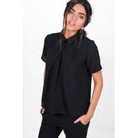 Short Sleeve Chiffon Blouse - black