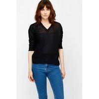 sheer insert hem knitted top