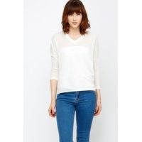 Sheer Insert Hem Knitted Top