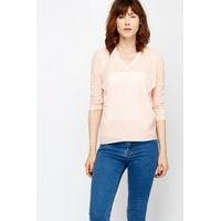 sheer insert hem knitted top