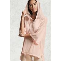 Sheer High-Low Hooded Top