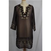 Sheer kaftan style top - Size: 10 - Brown - Blouse