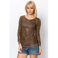 sheer overlap leopard print top