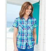 short sleeve check shirt with pockets