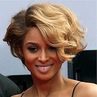 Short Wavy Hair Auburn and Blonde Color Synthetic Wigs for Women