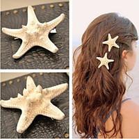 Shixin European Starfish Shape White Cowry Barrettes For Women(Ramdon Size)(1 Pc) Mermaid