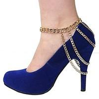 shixin vintage thick chain classic golden alloy anklet1 pc