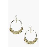 Shimmer Coin Embellish Hoop Earrings - gold