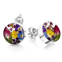 Shrieking Violet Earring Mixed Flowers Yellow Round Small Silver