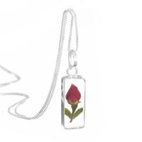 Shrieking Violet Necklace Rosebud Rectangle Silver