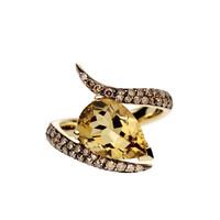 Shaun Leane Ring Aurora 18ct Yellow Gold With A Champagne Quartz And Brown Diamonds