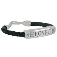 Shrovetide Collection 21.5cm Gents Black Leather And Silver Bracelet