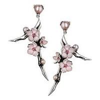 Shaun Leane Earrings Branch Cherry Blossom with Rhodalite & Pearls Silver