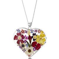 Shrieking Violet Necklace Mixed Flower Heart Large Silver