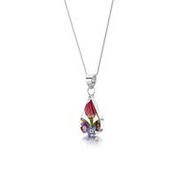 shrieking violet necklace teardrop mixed flower silver