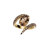 Shaun Leane Ring Aurora 18ct Yellow Gold With A Smokey Quartz And Brown Diamonds