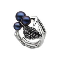 Shaun Leane Rings Leaf Cluster Black Pearl and Spinel Silver Sm