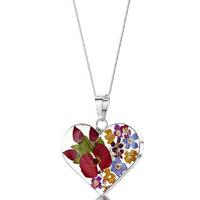 Shrieking Violet Necklace Mixed Flowers Rose Heart Silver