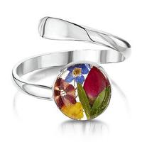 Shrieking Violet Ring Mixed Flowers Round Silver