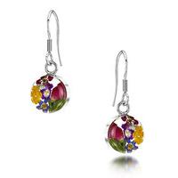 Shrieking Violet Earrings Mixed Flowers Round Yellow Silver S
