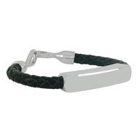 Shrovetide Collection 21.5cm Gents Black Leather And Silver Bracelet