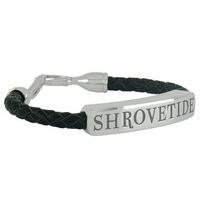 shrovetide collection 20cm gents black leather and silver bracelet