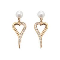 Shaun Leane 18ct Rose Gold Pearl Diamond Entwined Heart Earrings