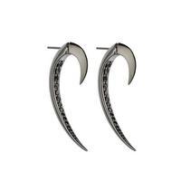 Shaun Leane Hook Earrings Rhodium Plated Black Spinel