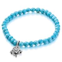 shimla ladies turquoise beads silver cz hand bracelet sh925