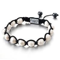 Shimla Unisex Synthetic Pearl Beads Black Cord Bracelet SH015S