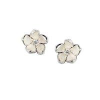 Shaun Leane Silver and Diamond Small Blossom Stud Earrings