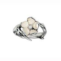 Shaun Leane Silver and Diamond Single Cherry Blossom Ring