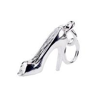 Silver Stiletto Peep Toe Shoe Charm With Link Ring