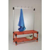 SINGLE BENCH WITH HOOKS - RED 6 HOOKS - LENGTH 1000MM