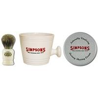 Simpsons Complete Shaving Set including Case Pure Badger Hair Shaving Brush, Lathering Mug and Luxury Shaving Cream