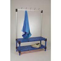 SINGLE BENCH WITH HOOKS - BLUE 6 HOOKS - LENGTH 1000MM