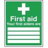 SIGN YOUR FIRST AIDERS ARE 250 X 300 VINYL