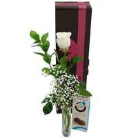 Single White Rose Gift Set