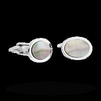 Silver Oval Smoked Mother Of Pearl Cufflinks