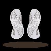 Silver Cubic Zirconia Curve Huggy Hoop Earrings