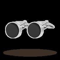 silver round onyx cufflinks