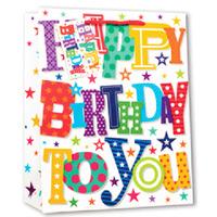 Simon Elvin Standard Small Gift Bags - Contemporary Font Happy Birthday