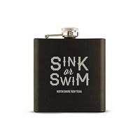 Sink or Swim Etched Black Hip Flask