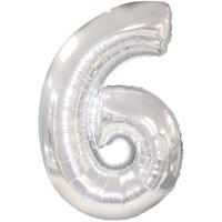 silver number 6 foil balloon