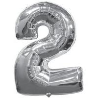 Silver Number 2 Foil Balloon