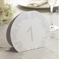 Silver Feather Scroll Table Number Cards 1-10