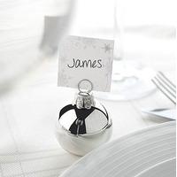 Silver Bauble Place Card Holder Pack