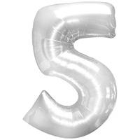 silver number 5 foil balloon