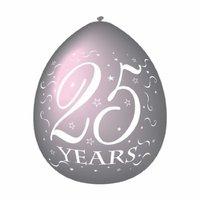 Silver 25th Anniversary Latex Balloons