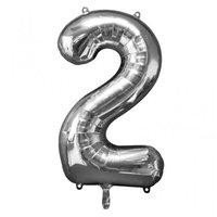 silver number 2 foil balloon